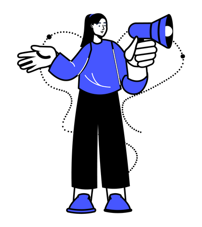 Woman holding megaphone  Illustration