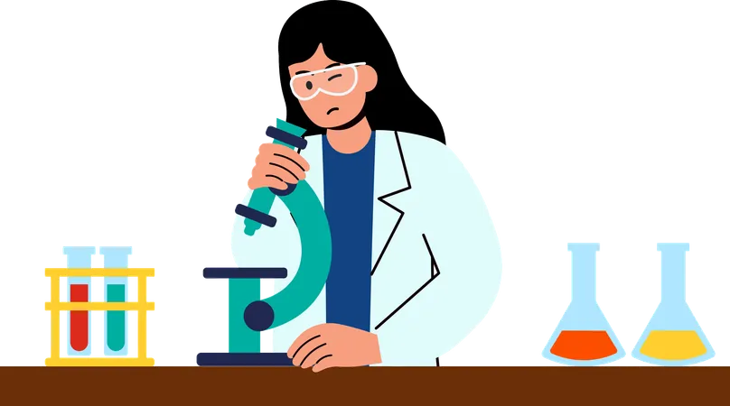 Woman holding Microscope  Illustration