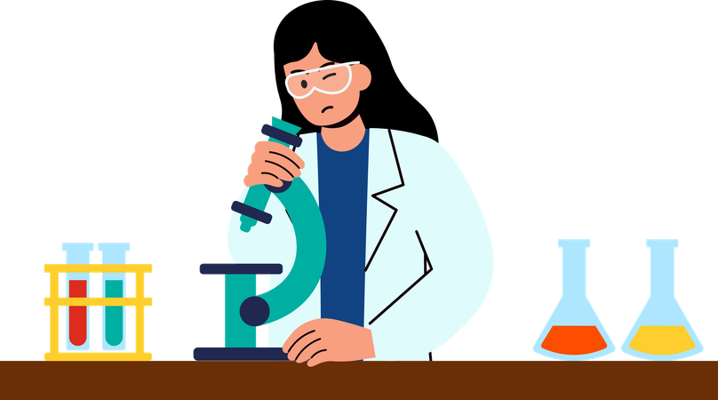 Woman holding Microscope  일러스트레이션