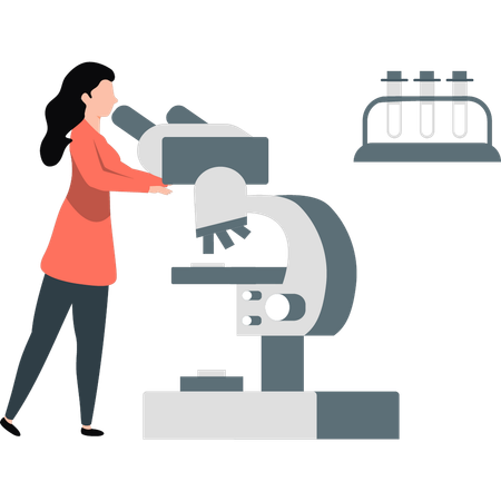 Woman holding microscope machine  Illustration