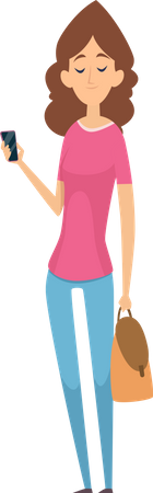 Woman holding mobile  Illustration