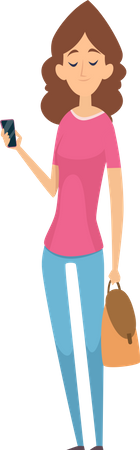 Woman holding mobile  Illustration