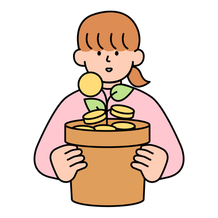 Woman Holding Money Tree  Illustration