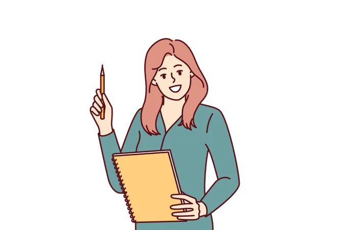 Woman holding notepad and pen  Illustration