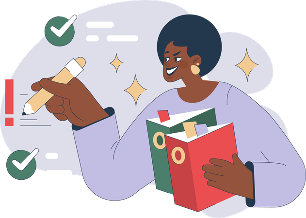 Woman holding office files  Illustration