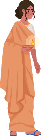 Woman holding oil lamp Illustration