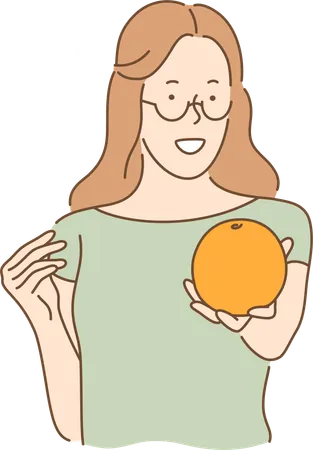 Woman holding orange  Illustration