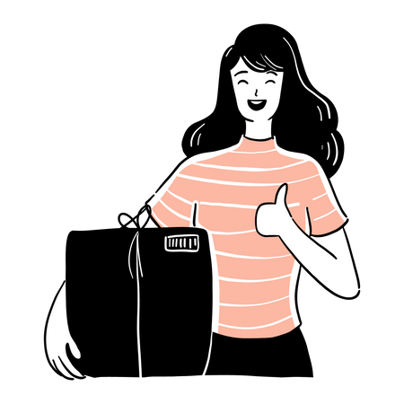 Woman holding package Illustration