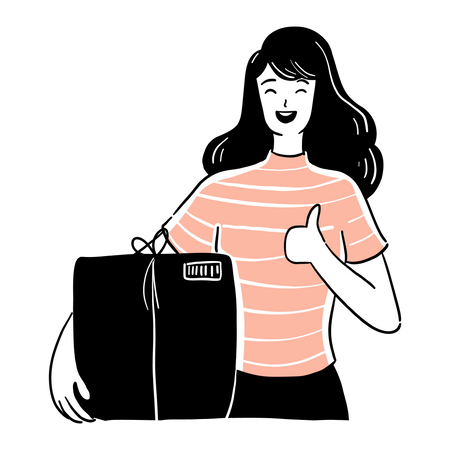 Woman holding package  Illustration