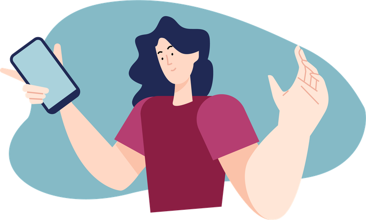 Woman holding phone  Illustration