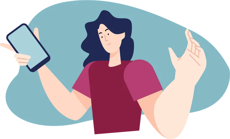 Woman holding phone  Illustration