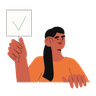 hold placard in hand illustration