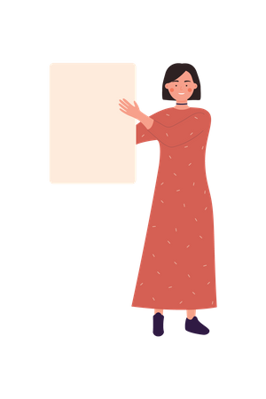 Woman Holding Placard  Illustration