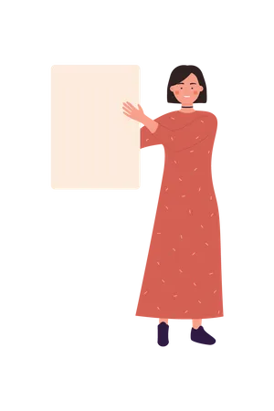 Woman Holding Placard  Illustration