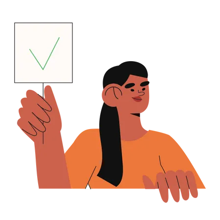 Woman holding placard  Illustration