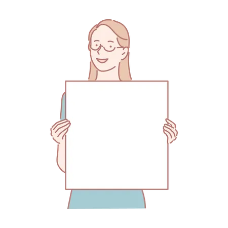 Woman holding plain cardboard  Illustration