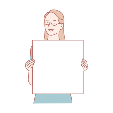 Woman holding plain cardboard  Illustration