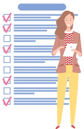 Woman holding planning schedule  Illustration