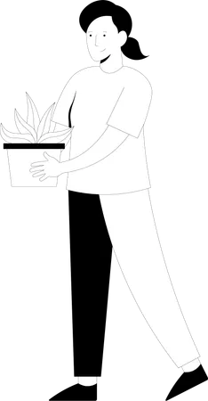 Woman holding plant  Illustration