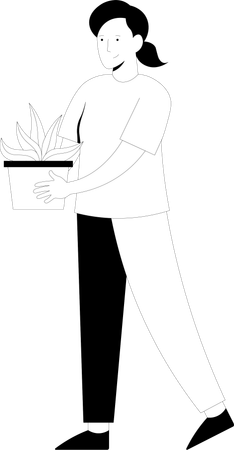 Woman holding plant  Illustration