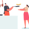 woman collecting food illustration