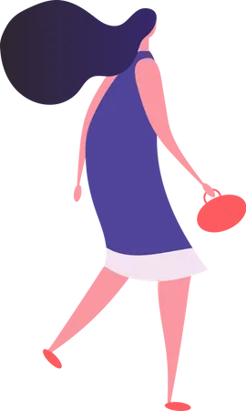 Woman holding purse Illustration