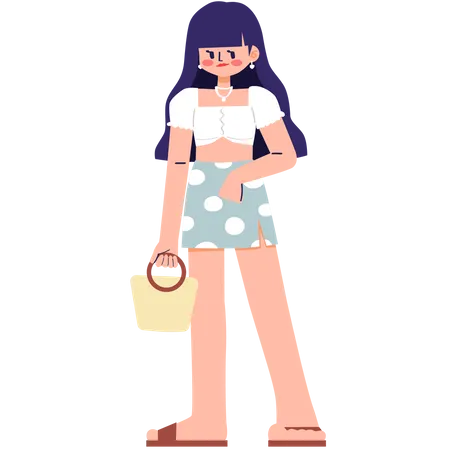 Woman holding purse  Illustration