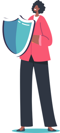 Woman holding security shield  Illustration