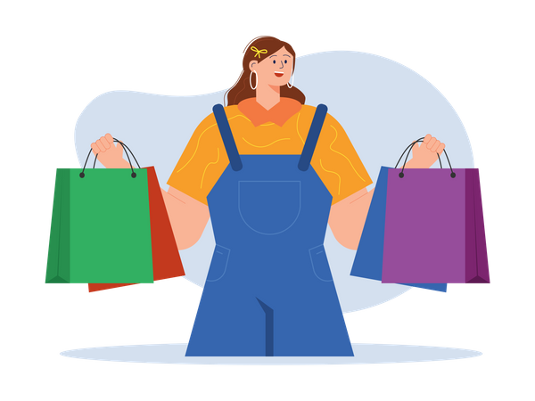 Woman holding Shopping bag  Illustration