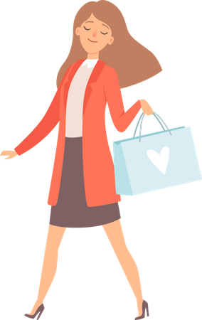 Woman holding shopping bag  Illustration