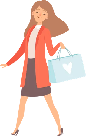 Woman holding shopping bag  Illustration