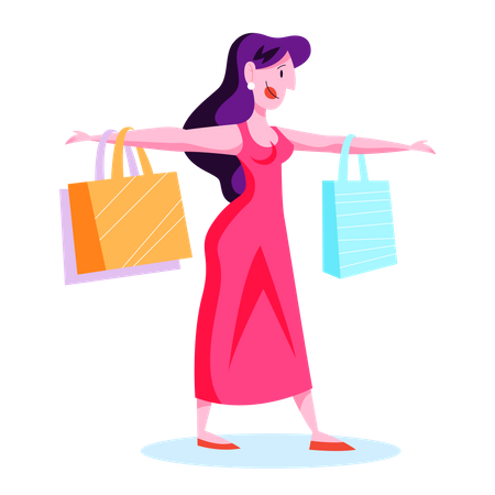 Woman holding shopping bag  Illustration