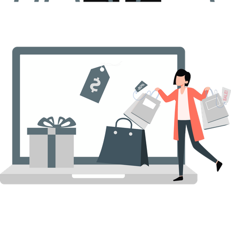 Woman holding shopping bag  Illustration