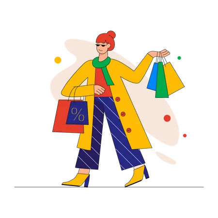 Woman holding shopping bags Illustration