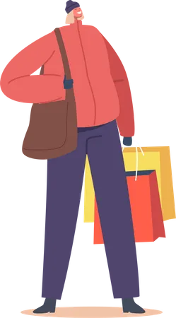 Woman holding shopping bags Illustration
