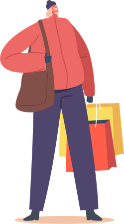 Woman holding shopping bags  Illustration