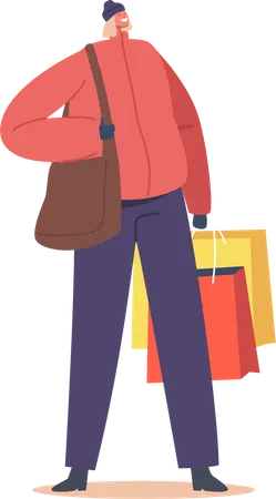 Woman holding shopping bags  Illustration