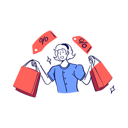 Woman holding Shopping Bags  Illustration