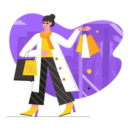 Woman holding shopping bags  Illustration