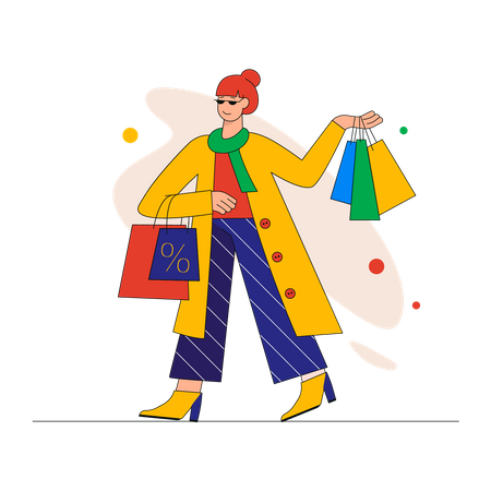 Woman holding shopping bags  Illustration