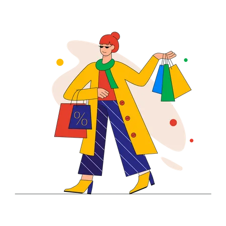 Woman holding shopping bags  Illustration