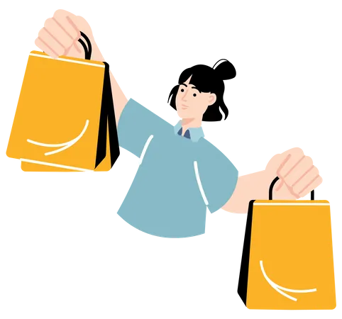 Woman holding shopping bags  Illustration