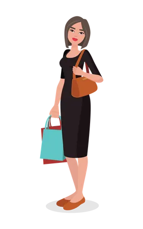 Woman holding shopping bags  Illustration