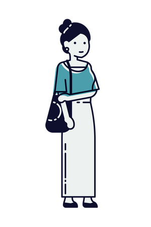 Woman holding shoulder bag Illustration