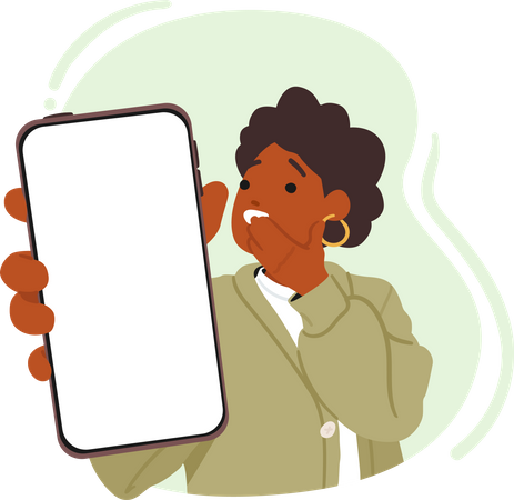 Woman Holding Smartphone  Illustration