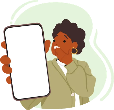 Woman Holding Smartphone  Illustration