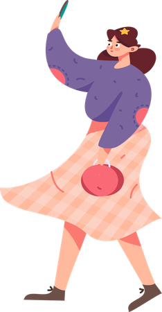 Woman holding smartphone  Illustration