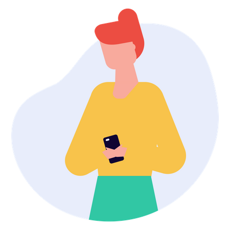 Woman holding smartphone  Illustration