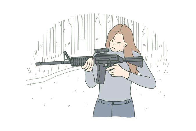 Woman holding sniper  Illustration