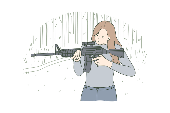 Woman holding sniper  Illustration